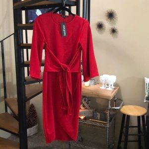 Kimono Sleeve Wrap Midi Dress